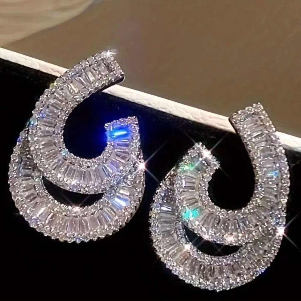 Elegant Silver Crystal Earrings